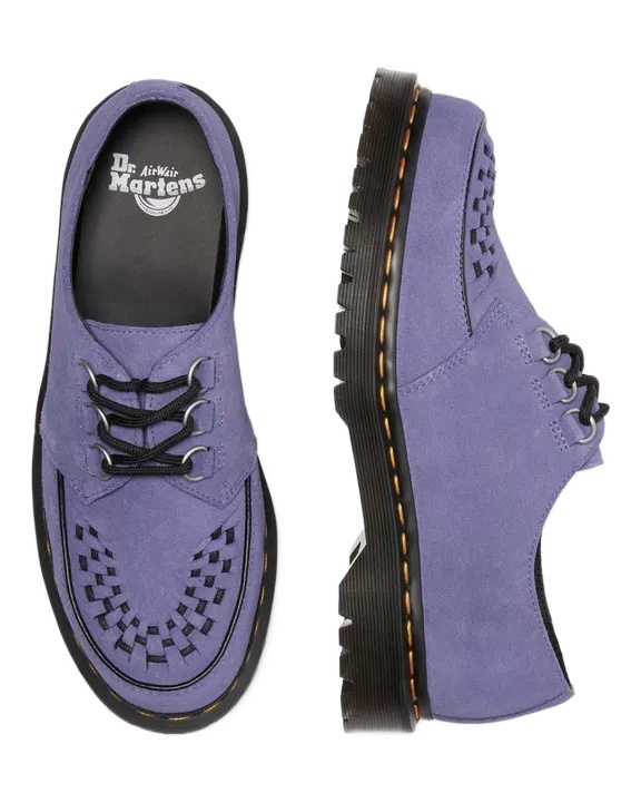 Dr. Martens Purple Ramsey Woven Suede Creepers In Twilight Purple