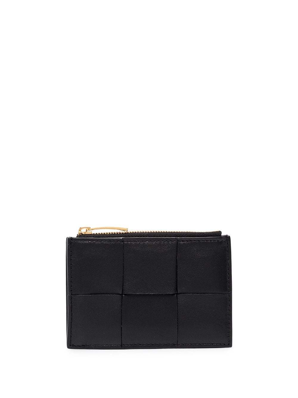 Bottega Veneta Maxi Intrecciato Compact Wallet In Black