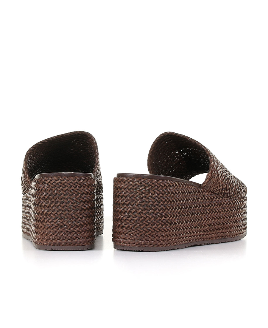 Casadei Interwoven Platform Wedge Sandals In Brown