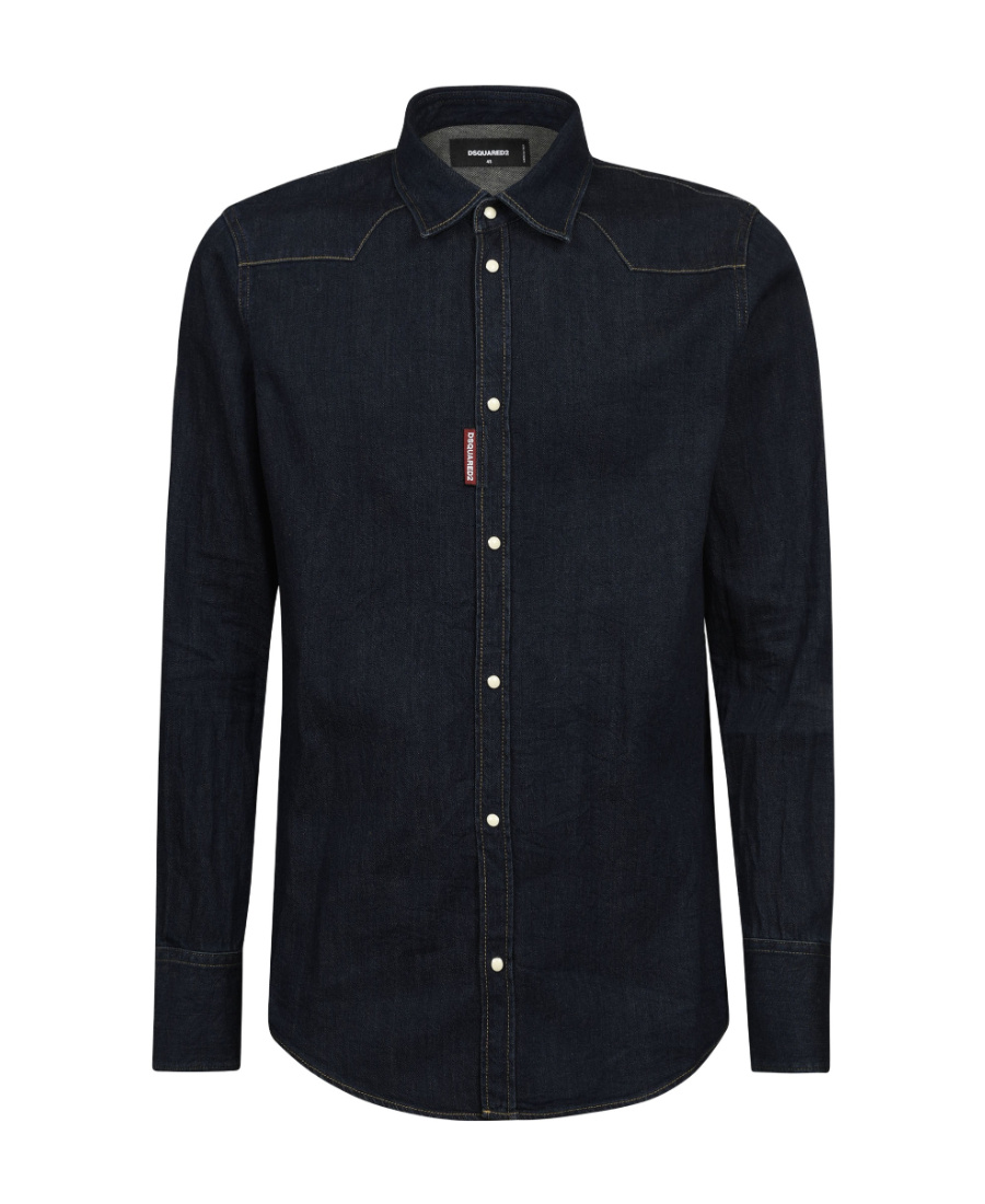 Dsquared2 Dark-wash Denim Shirt In Black