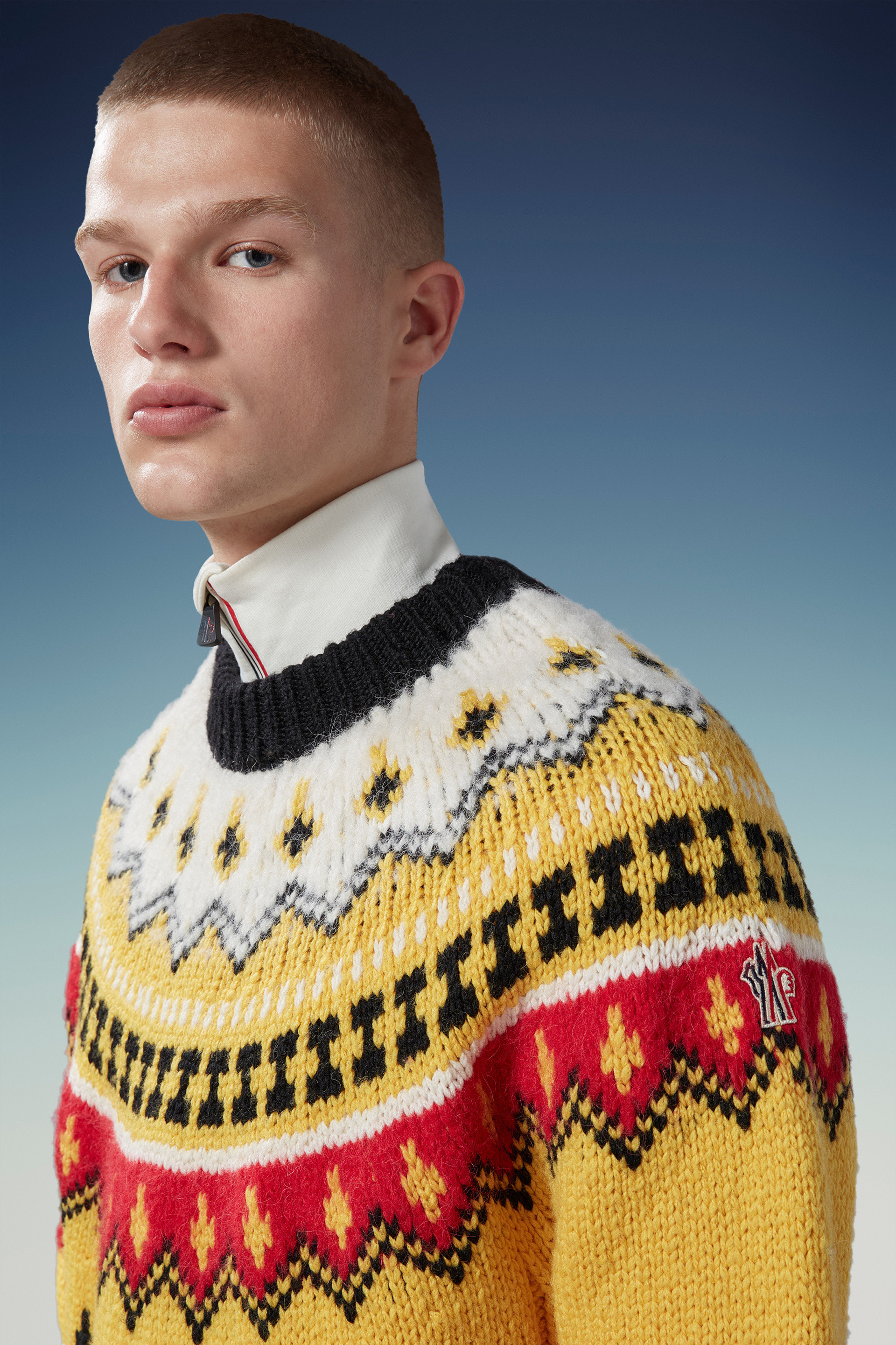Moncler Fair Isle Sweater In Wool And Alpaca In Yellow