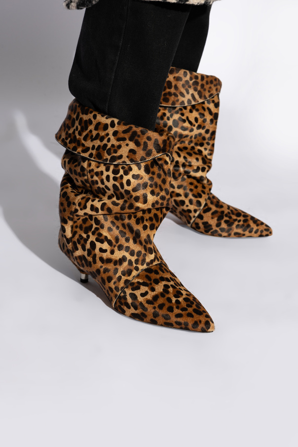 Isabel Marant Edrik Leopard Printed Boots In Black