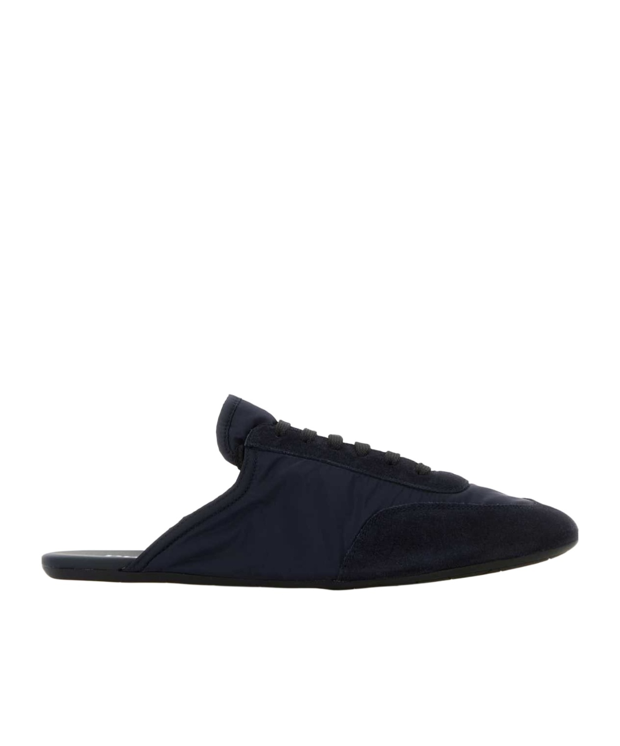 Prada Slippers Blu Navy In Pelle Scamosciata E Re-nylon Donna In Blue