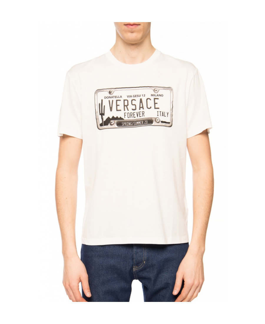 Versace Registration Plate Print T-shirt In White