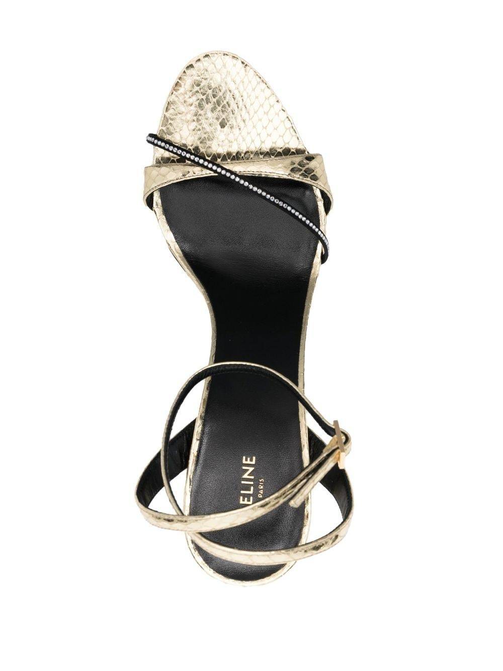 Celine Logo High-heeled Sandals In White