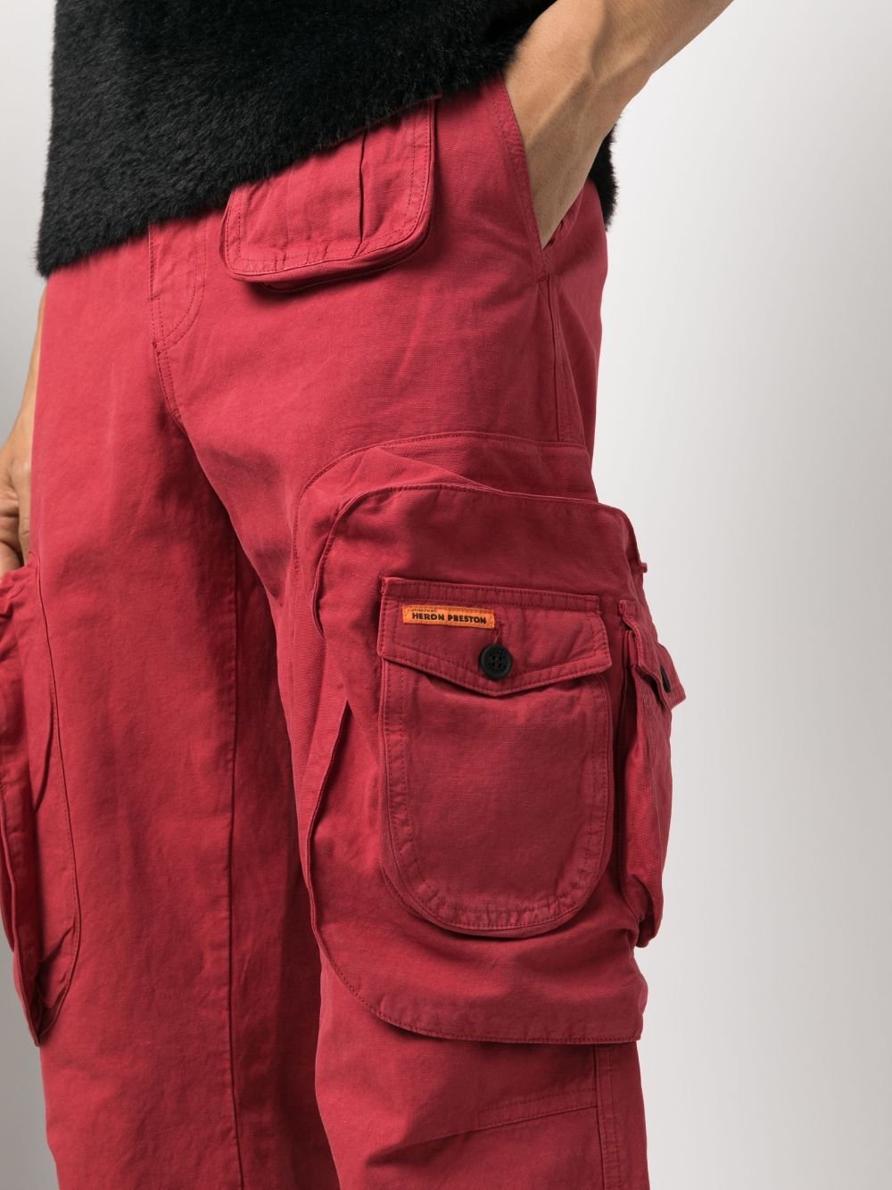 Heron Preston Logo-patch Cargo Trousers In Red