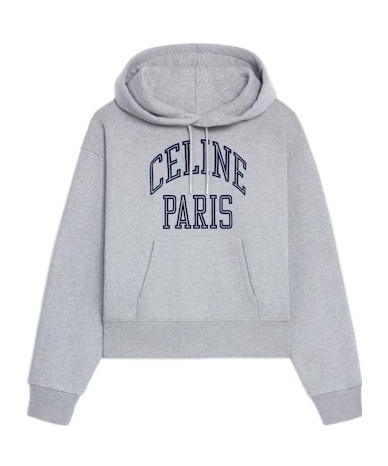 Celine Loose Hoodie In Cotton Fleece In Gray