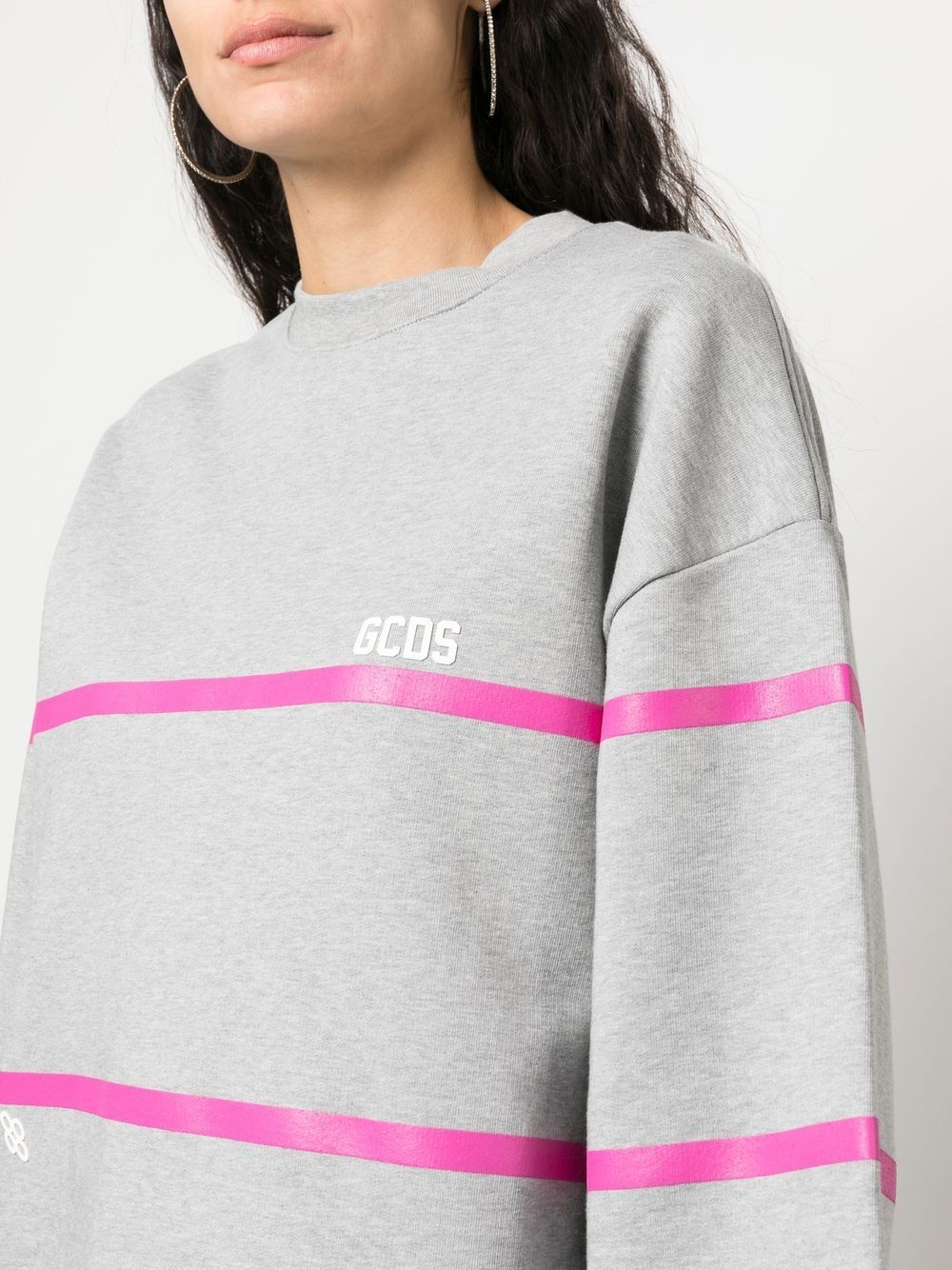Gcds Stripe-detailed Sweatshirt In White