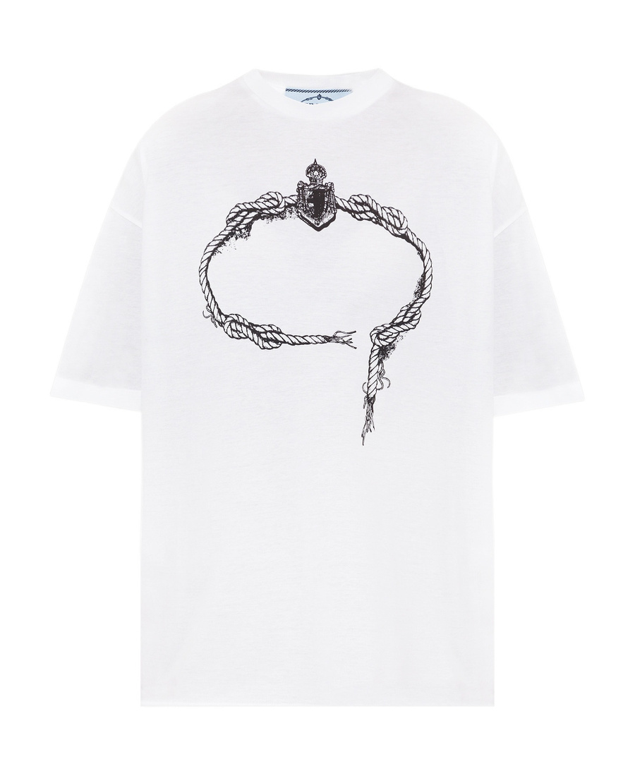 Prada Logo Printed T-shirt In White