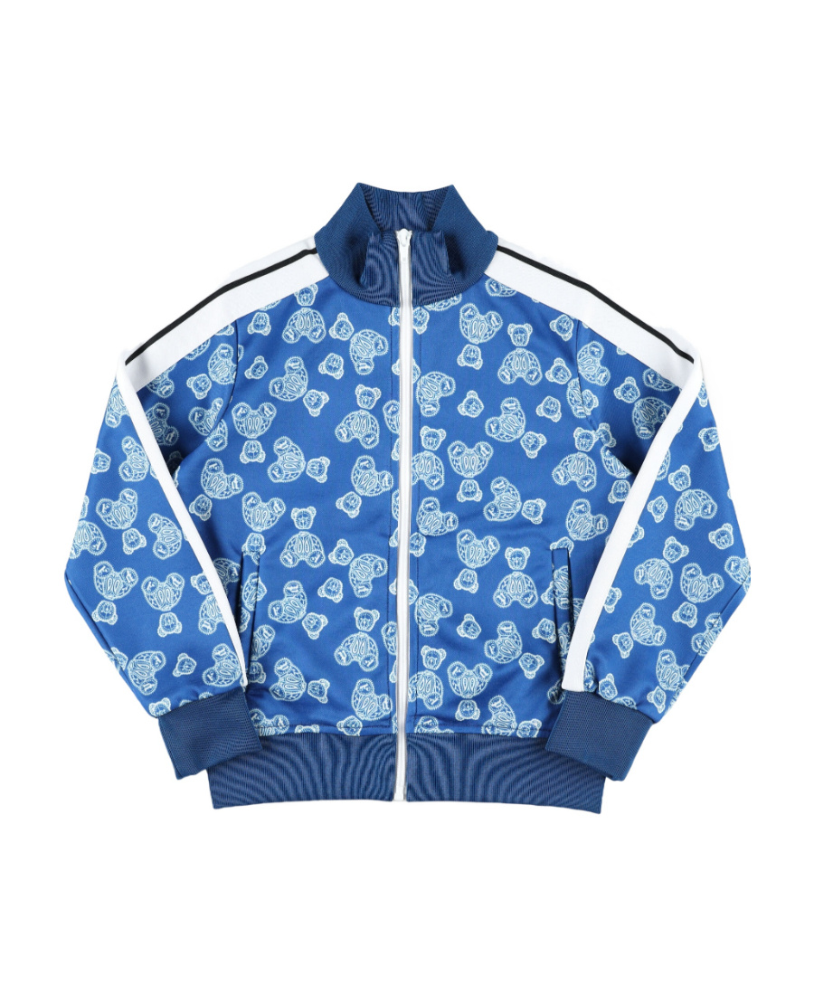 Palm Angels Kids All-over Graphic Printed Zip-up Sweatshirt In Blue