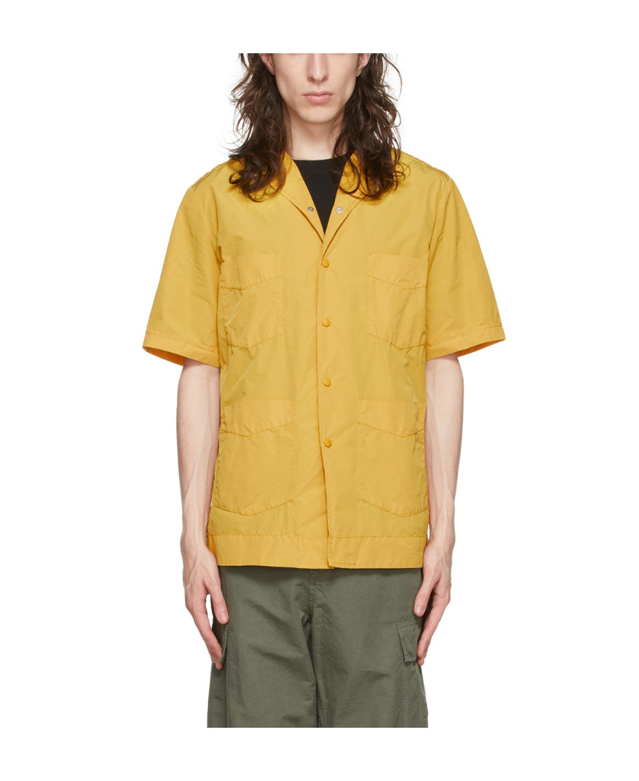 Aspesi Logo Lapel Short-sleeved Casual Jacket In Yellow
