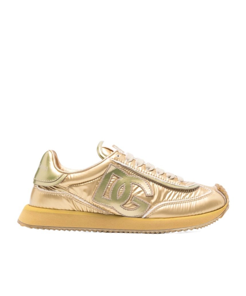 Dolce & Gabbana Dg Cushion Metallic Leather Sneakers In Gold