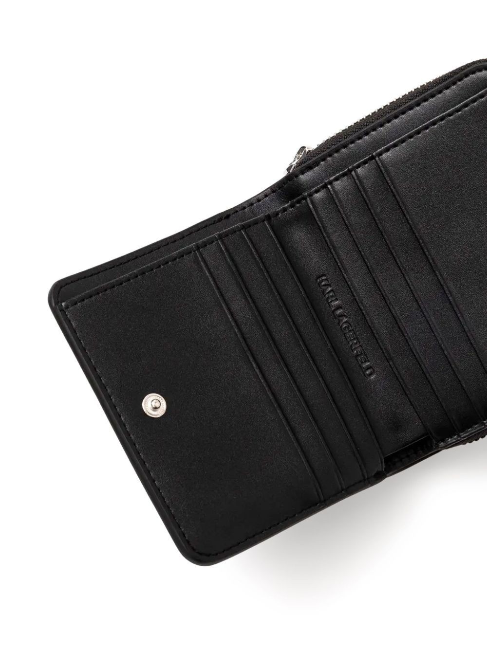 Karl Lagerfeld K/circle Leather Bi-fold Wallet In Black