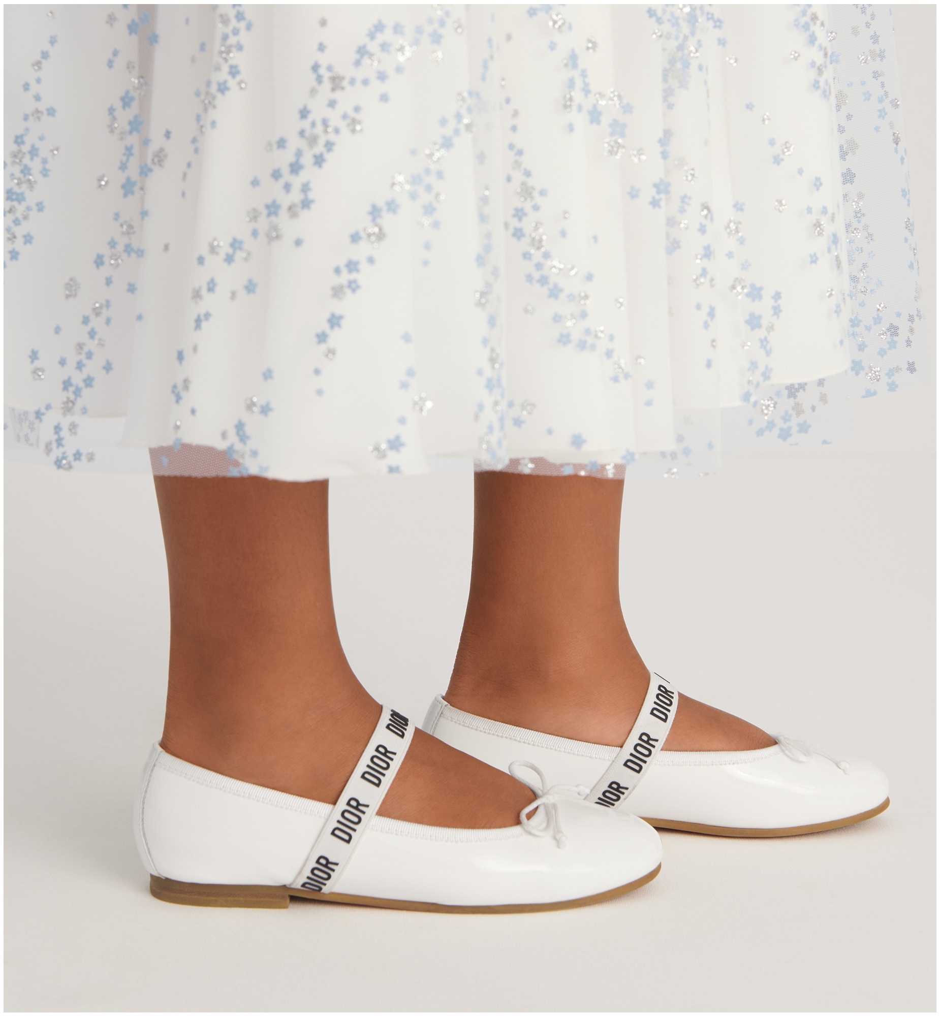 Dior Round Head Ballet Shoes In White