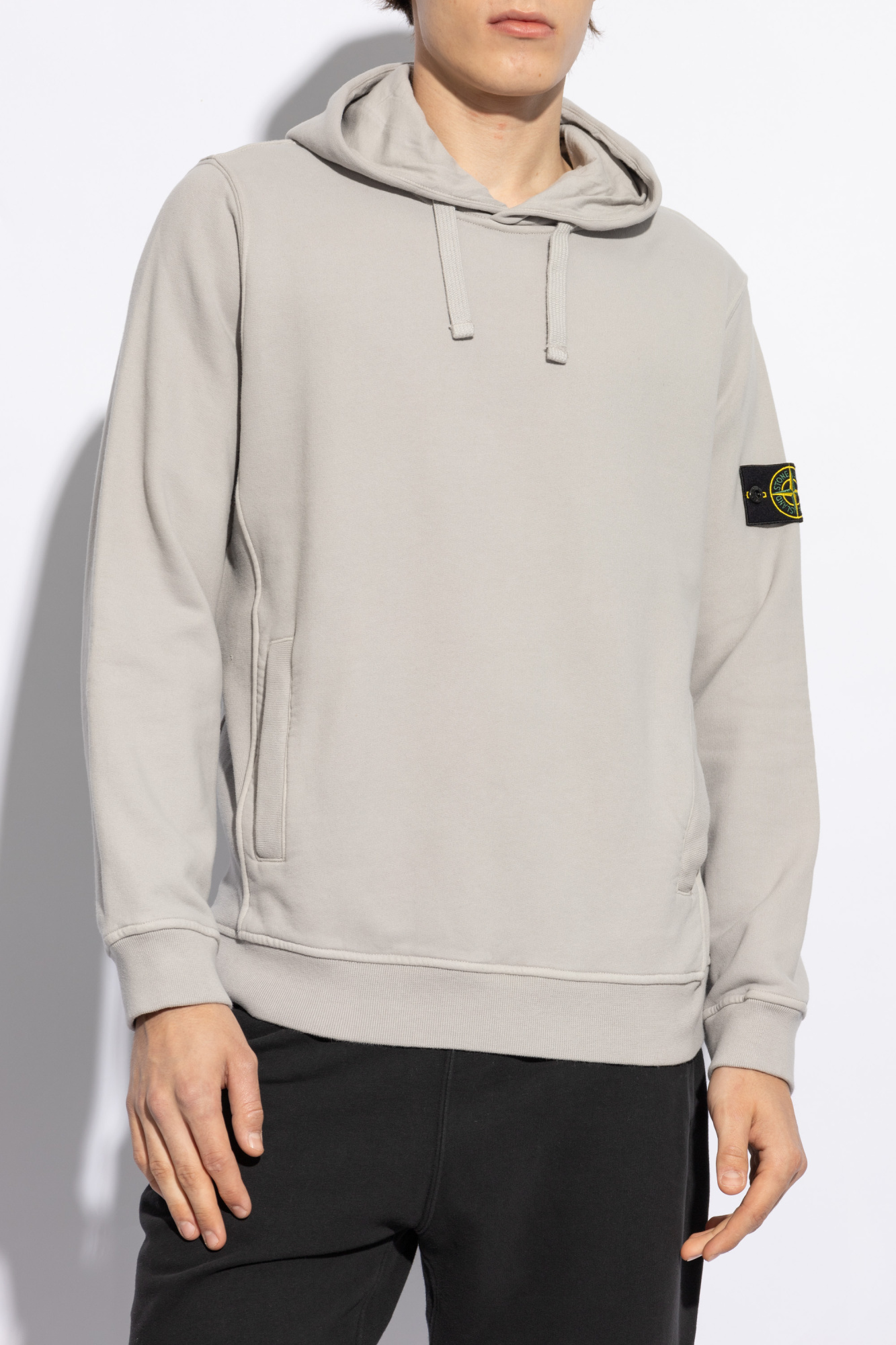 Stone Island Relaxed-fit Cotton Hoodie With Signature Logo Patch In Gray