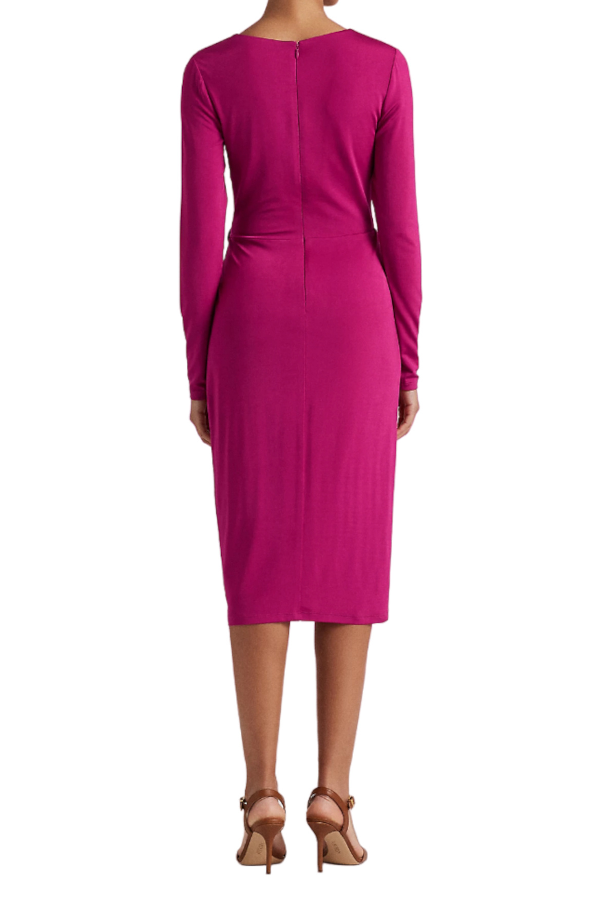 Polo Ralph Lauren Buckle-trim Jersey Midi Dress In Purple