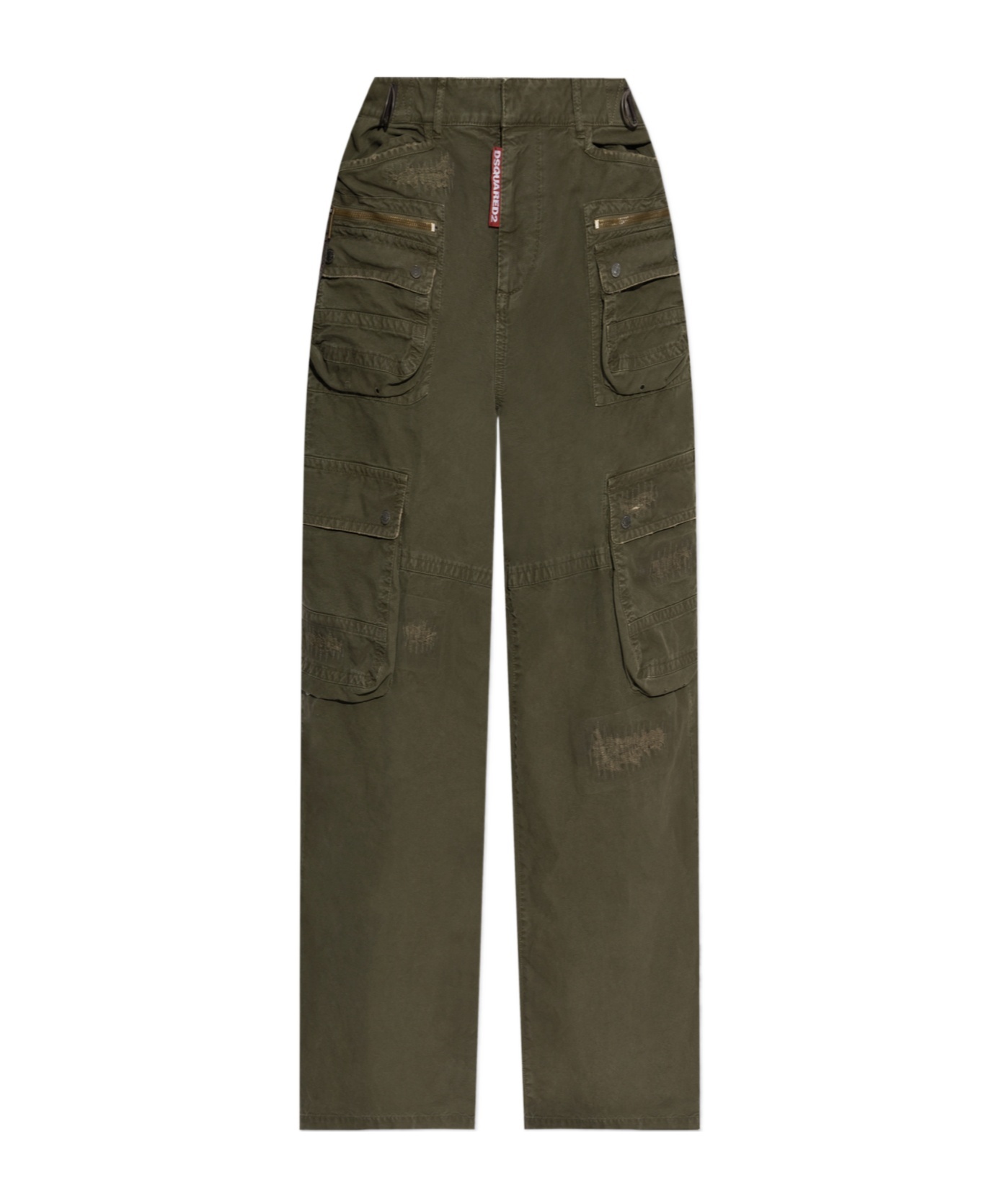 Dsquared2 Mid-rise Cotton Cargo Trousers In Green