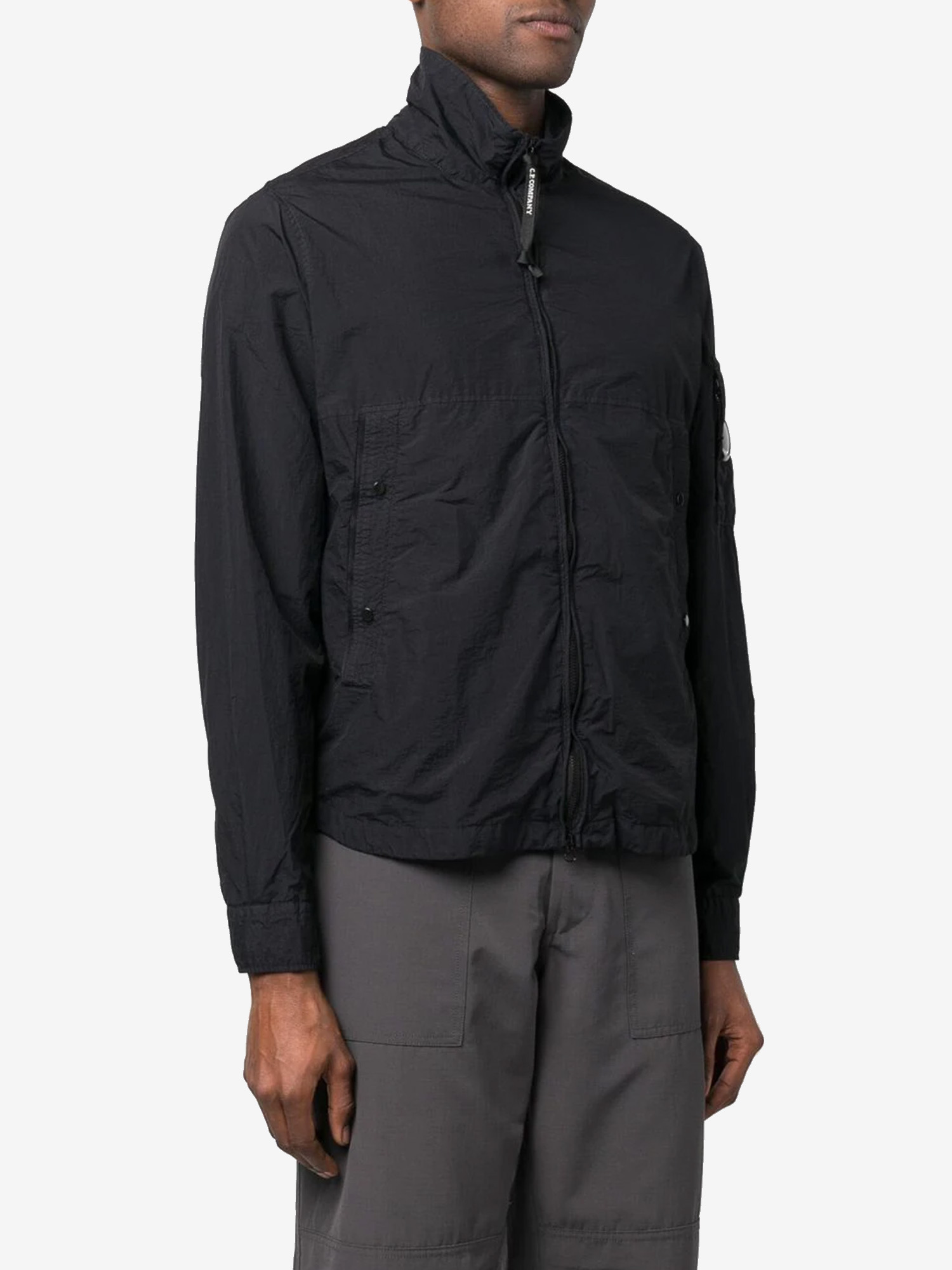 C.p. Company Logo-patch Funnel Neck Jacket In Black