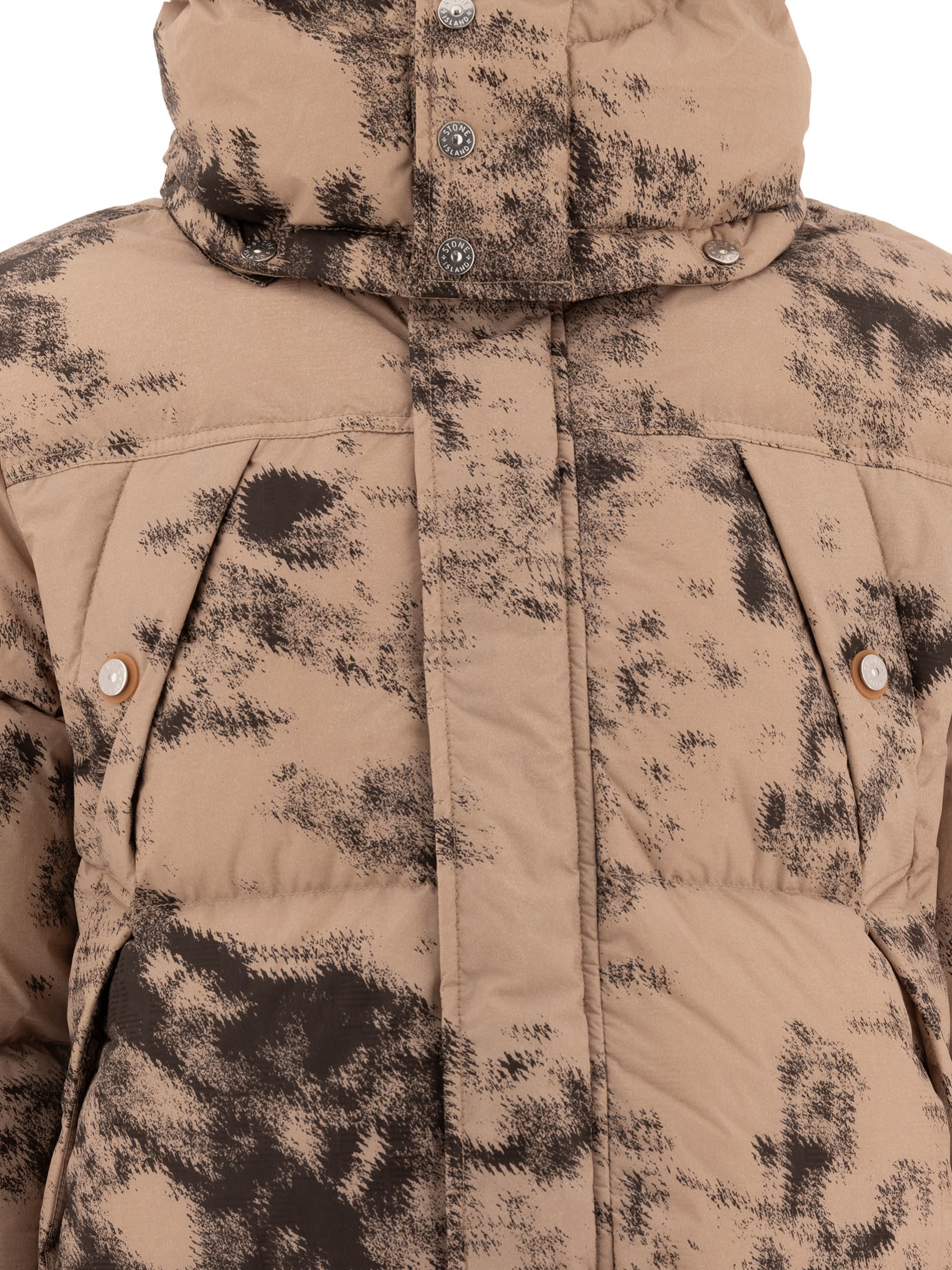 Stone Island Thermo-reactive Camouflage Puffer Jacket In Gray