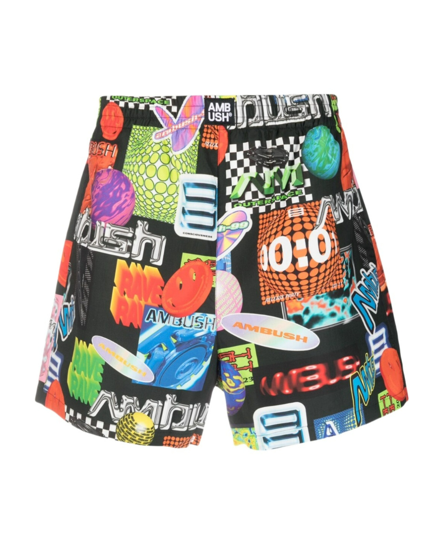 Ambush Graphic-print Elasticated-waistband Shorts In Multicolor
