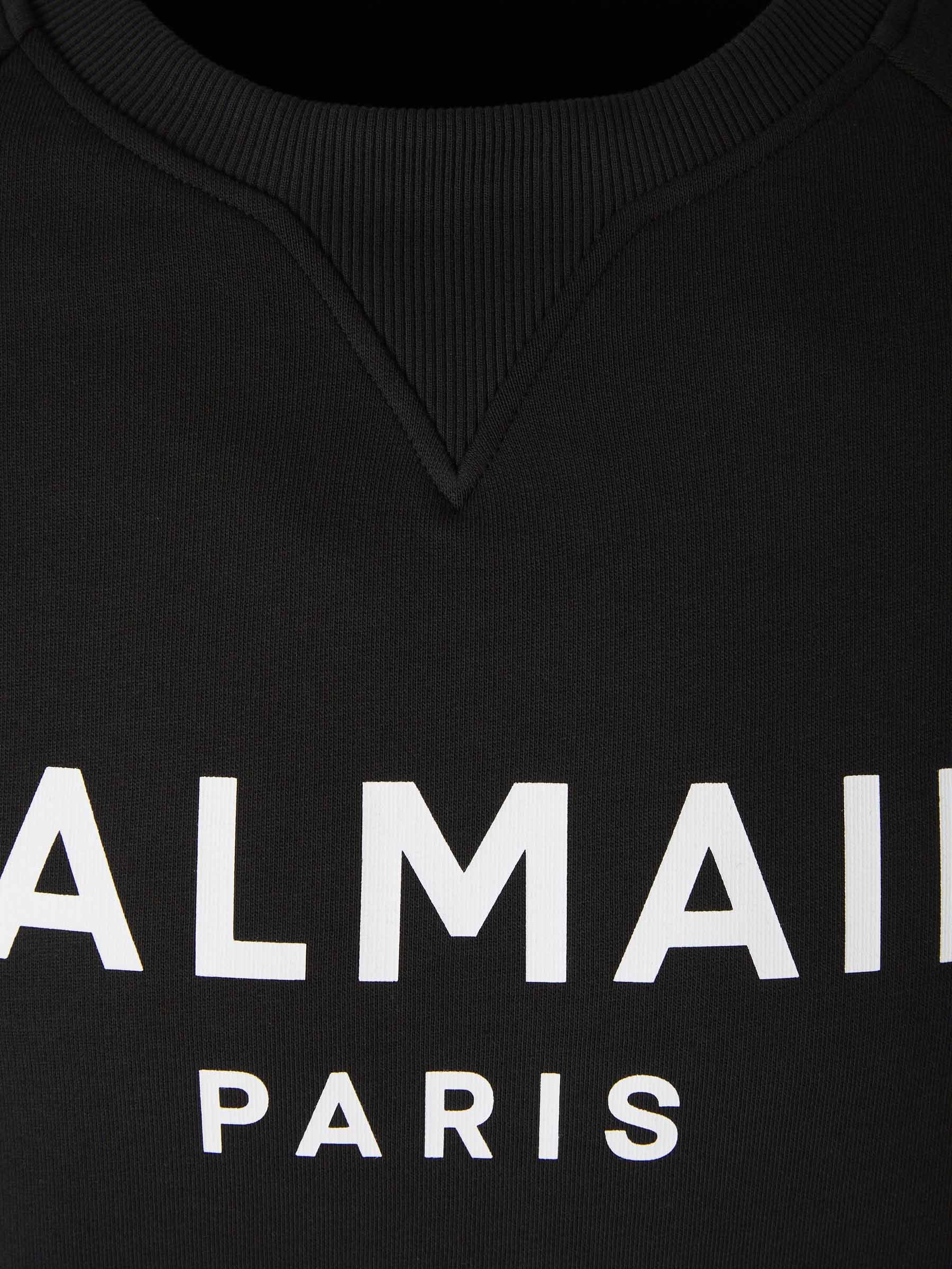 Balmain Logo Printed Cotton Sweatshirt In Black