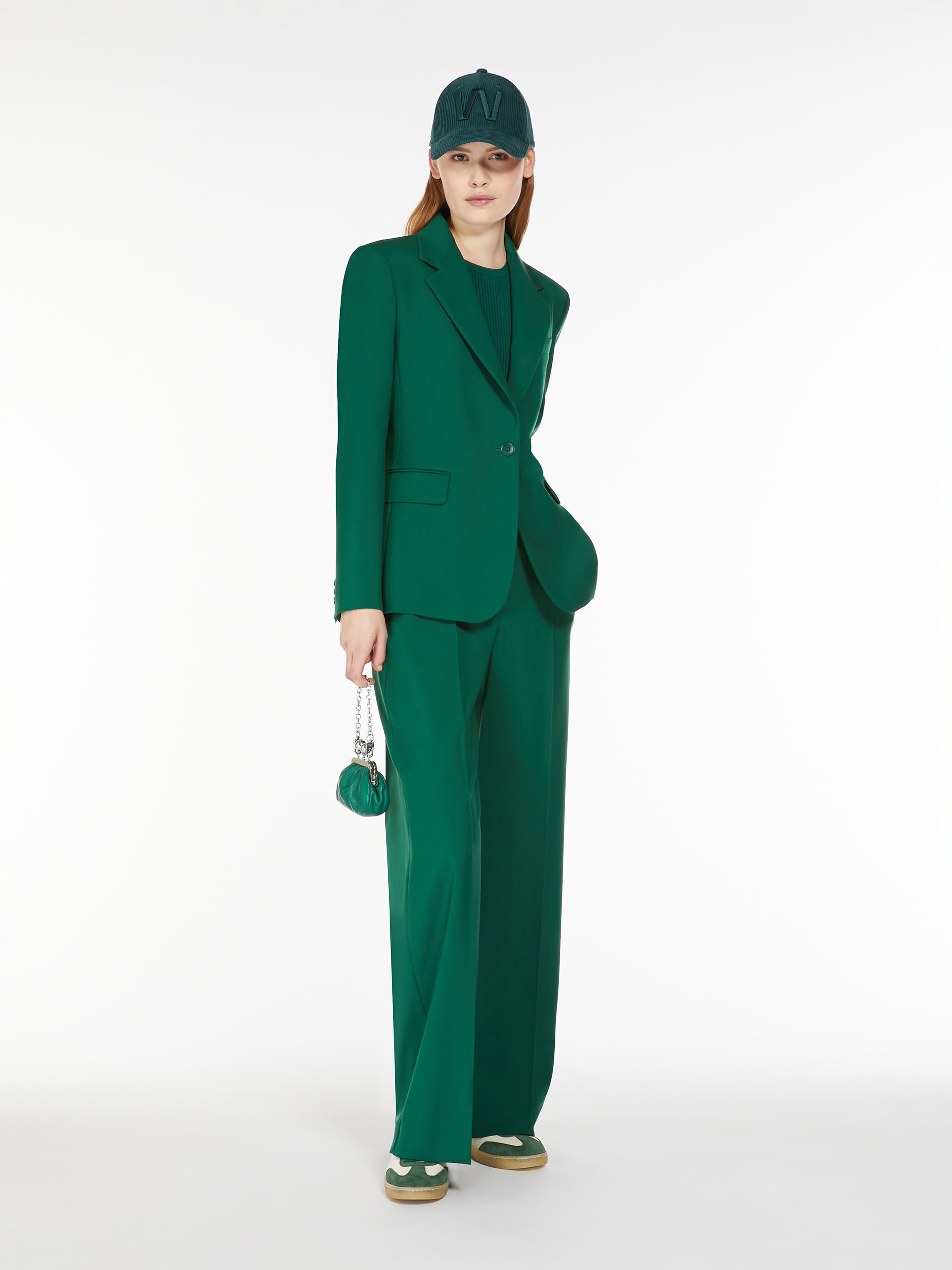 Weekend Max Mara Visivo Long Trouser Green In Green