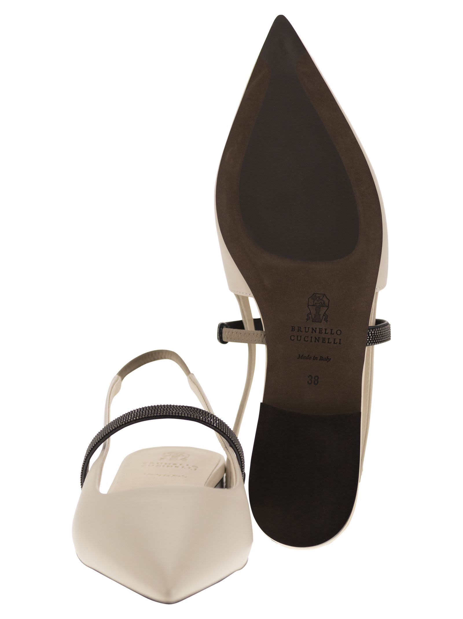 Brunello Cucinelli Slingback Flats In Nude