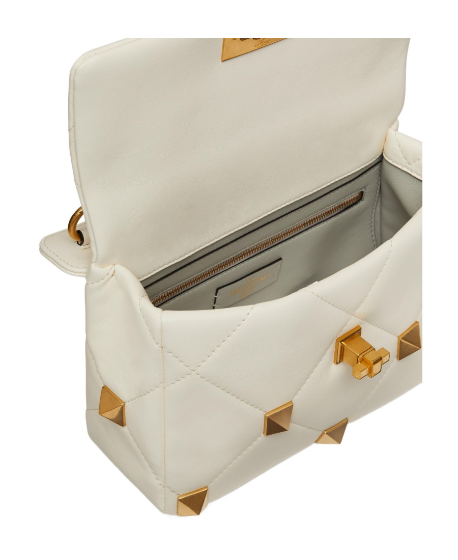 Valentino Medium Roman Stud Shoulder Bag In White