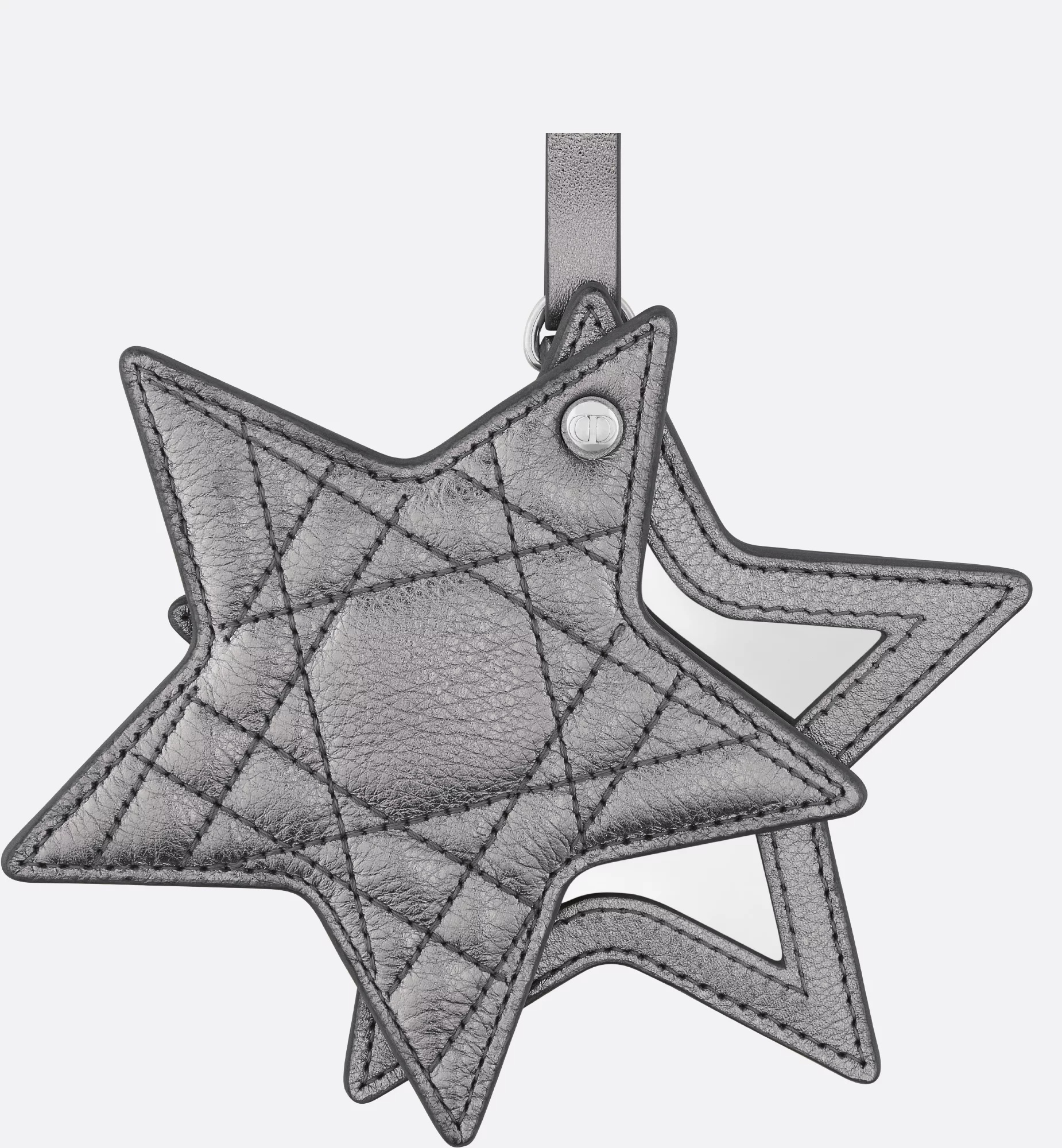 Dior Star Mirror Key Ring In Gray