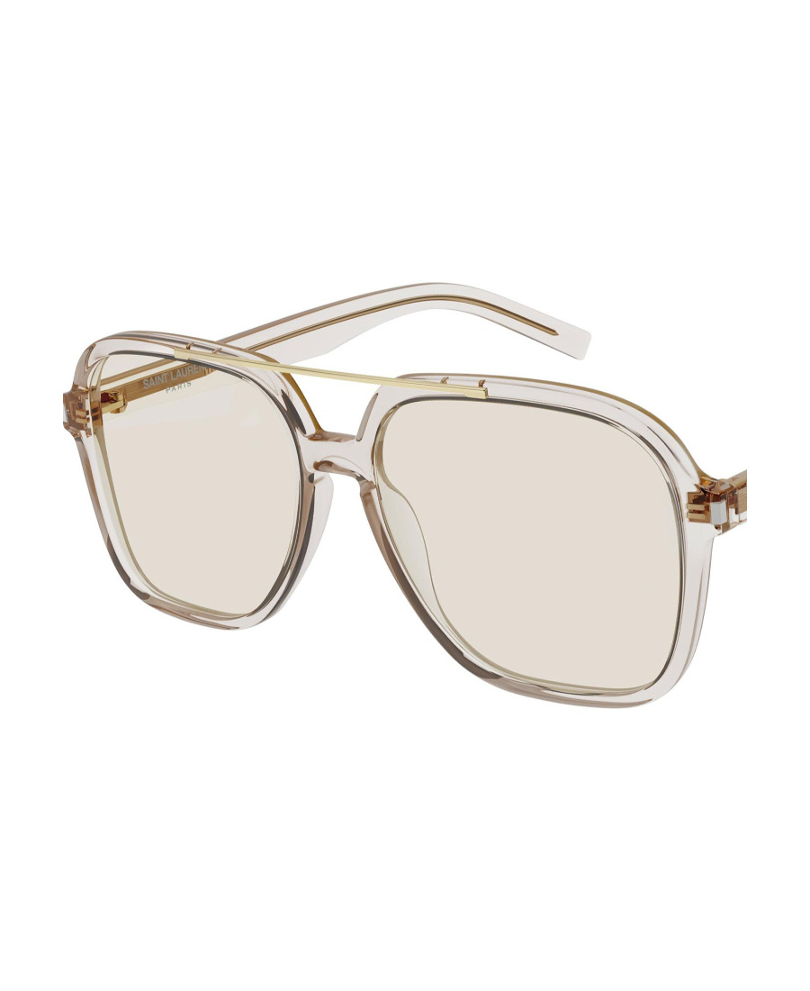 Saint Laurent Logo Square-frame Glasses In White