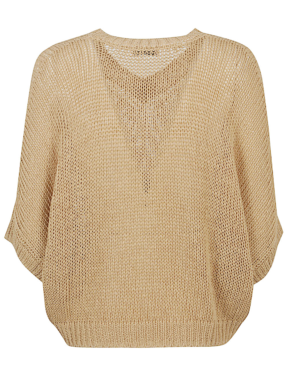 Baserange Beige Linen And Cotton Blend Poncho