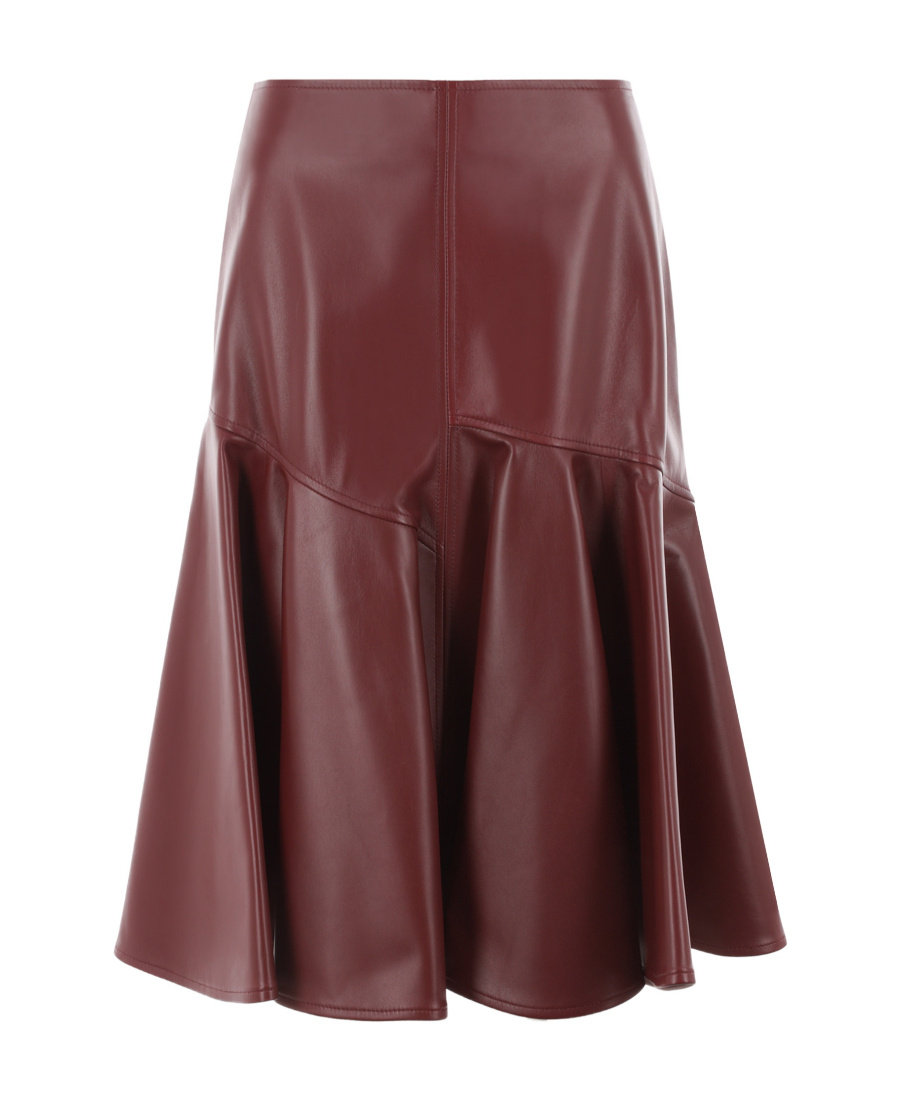 Bottega Veneta Gathered Leather Midi Skirt In Red