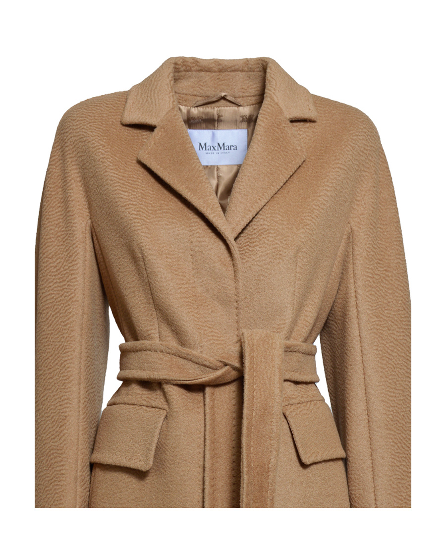 Max Mara Long-sleeved Lapel Coat In Brown