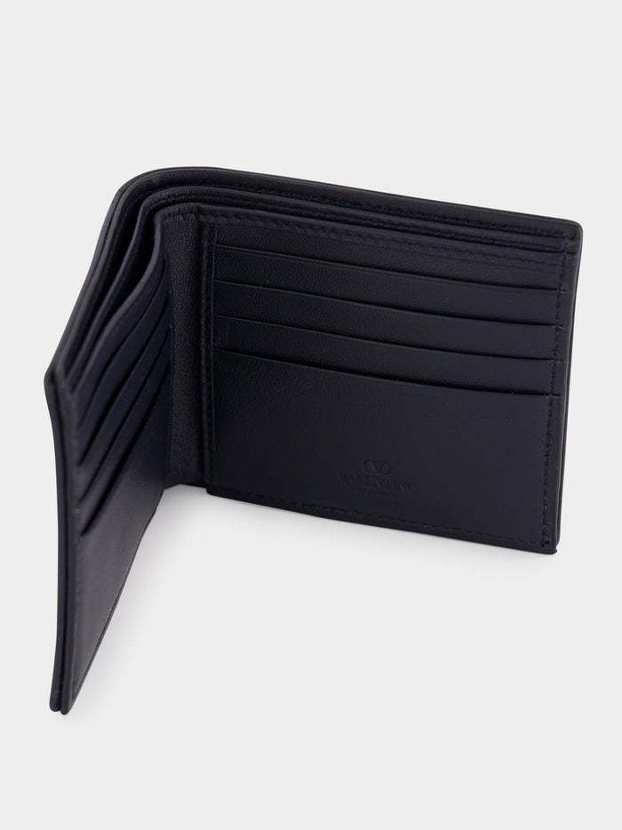 Valentino Logo Double-folded Wallet In Black