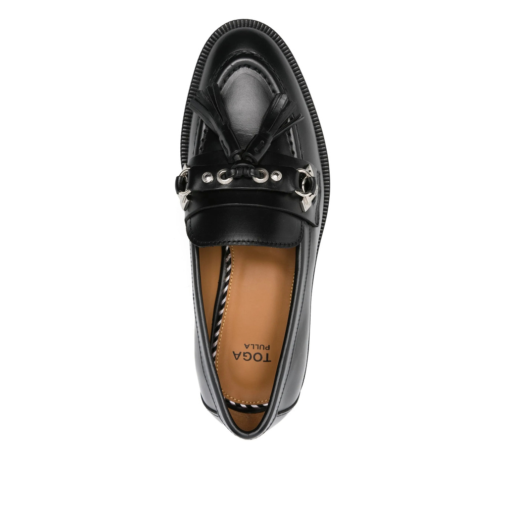 Toga Tassel-embellished Leather Loafers In Black
