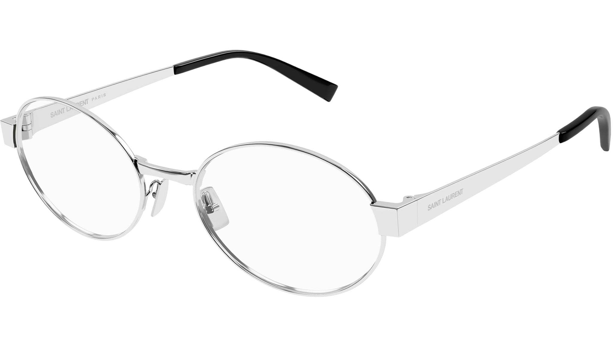 Saint Laurent Logo-engraved Oval-frame Glasses In White
