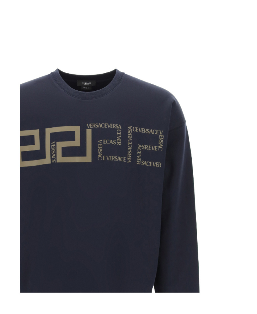 Versace Greca Pattern-print Sweatshirt In Black
