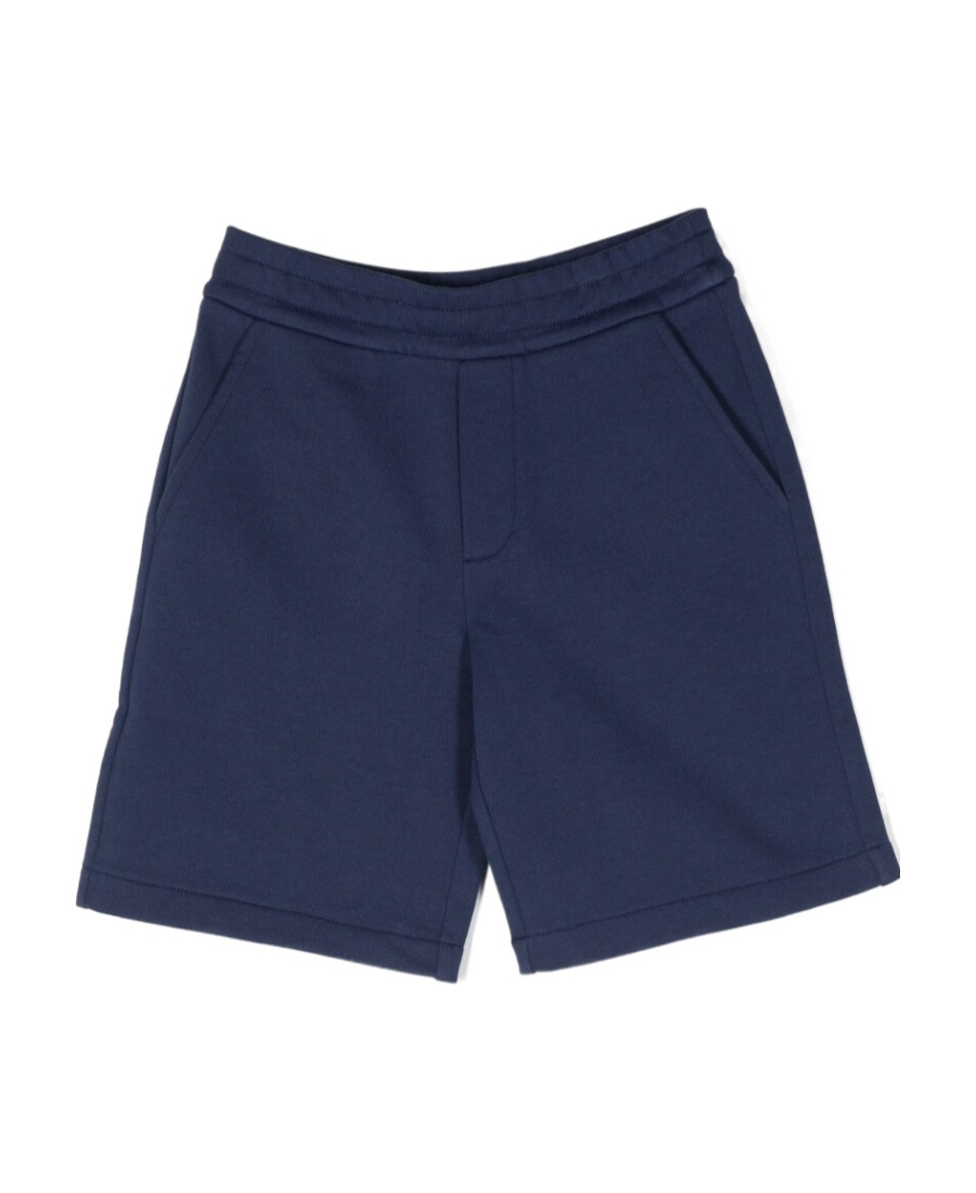 Moncler Logo-patch Cotton Shorts In Blue
