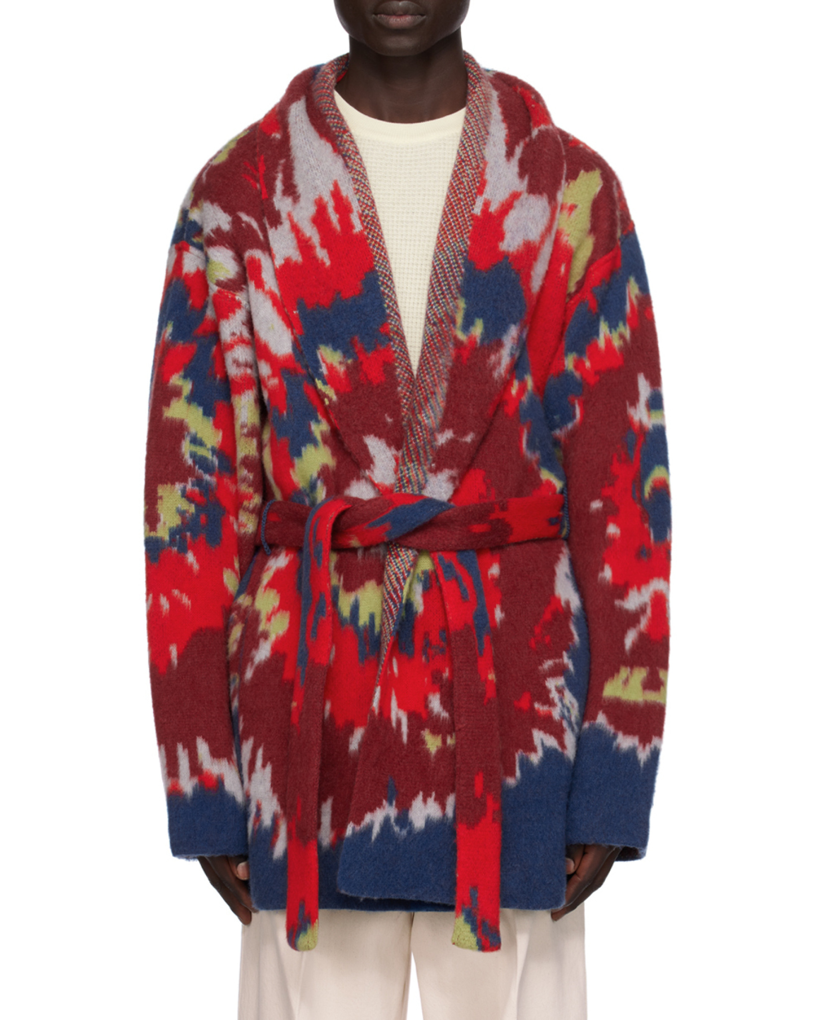 Zegna X The Elder Statesman Intarsia Cashmere-wool Robe In Red
