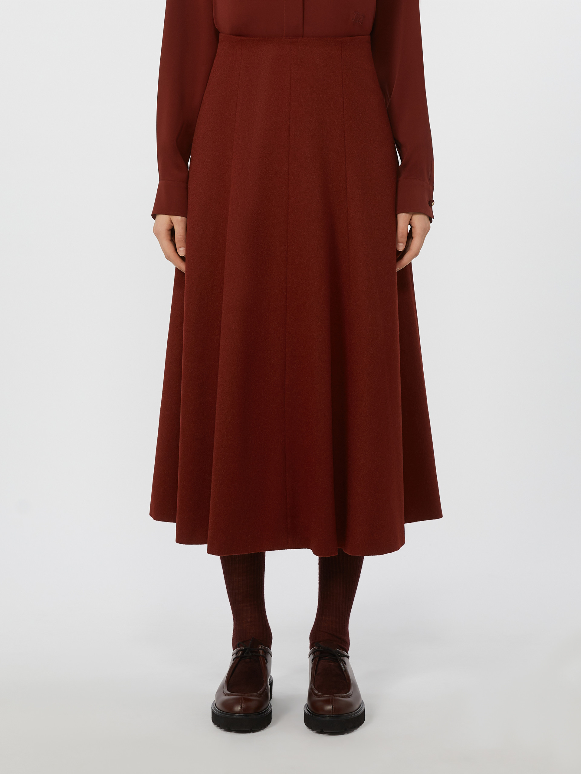 Max Mara Camel Flared Skirt In Brown