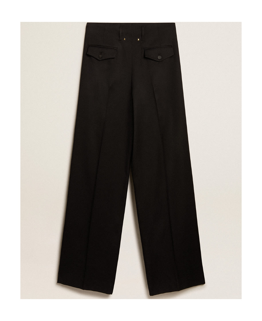 Shop Golden Goose Womens Black Wool Gabardine Pants