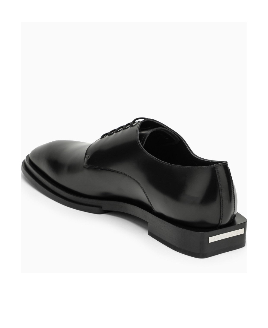 Alexander Mcqueen Logo-plaque Leather Derby Shoes In Black