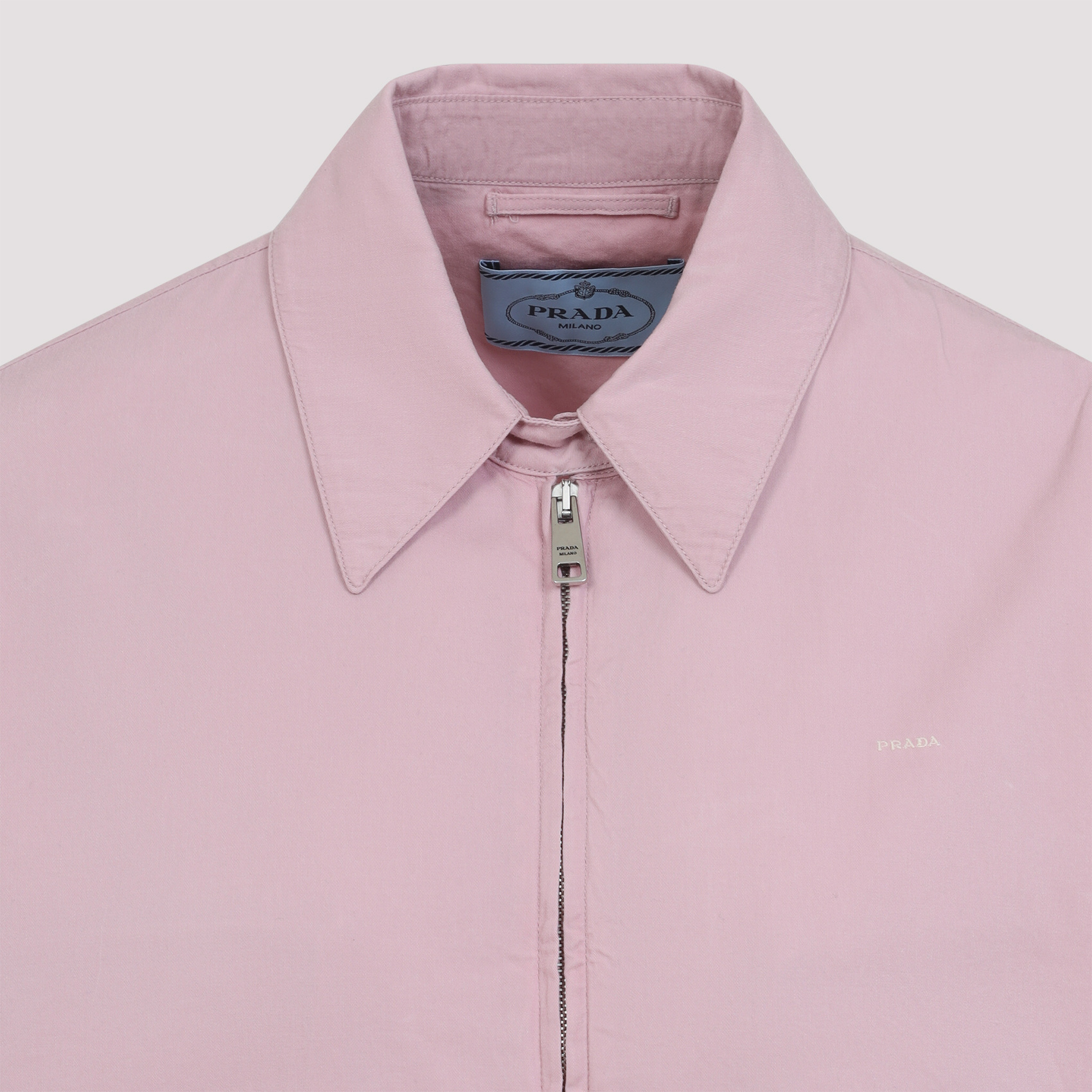 Prada Cotton Jacket With Pointed Collar And Pockets In Pink