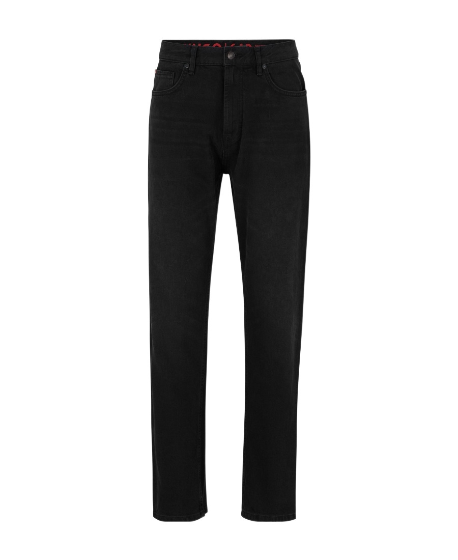 Hugo Boss Smiley-print Mid-rise Slim-fit Jeans In Black