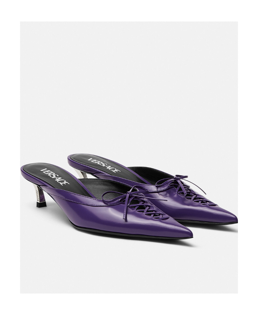 Versace Pin-point 50mm Mules In Blue