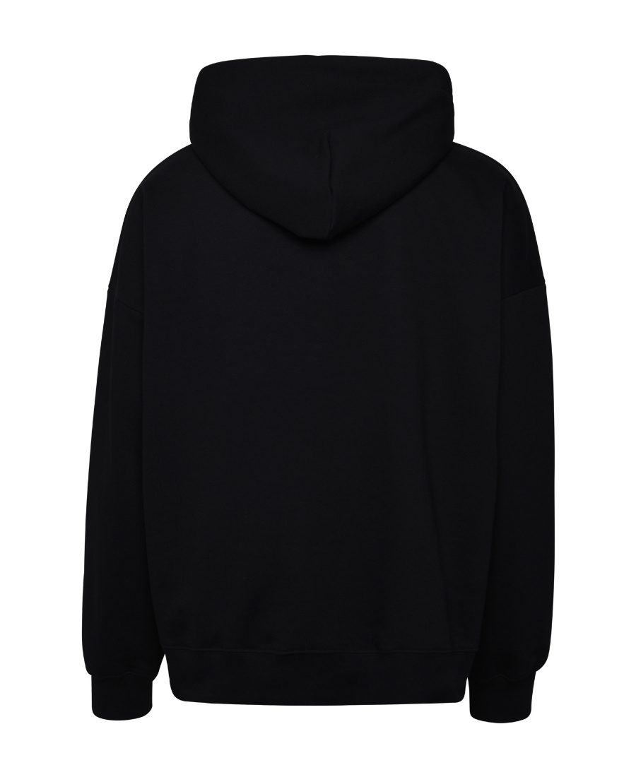 Gcds Lounge Logo Cotton Hoodie In Black