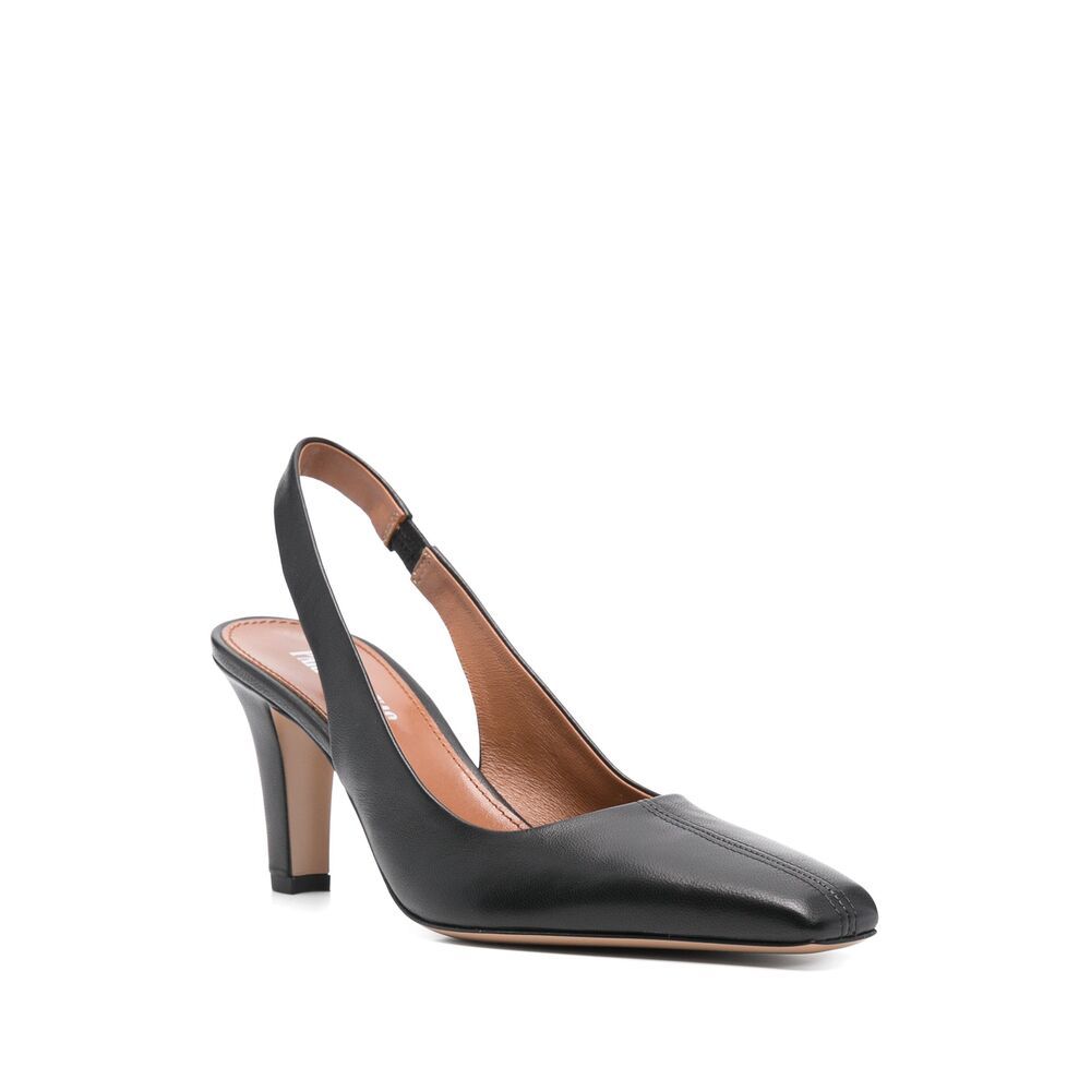 Paris Texas Slingback 75 Leather Block Heel In Black
