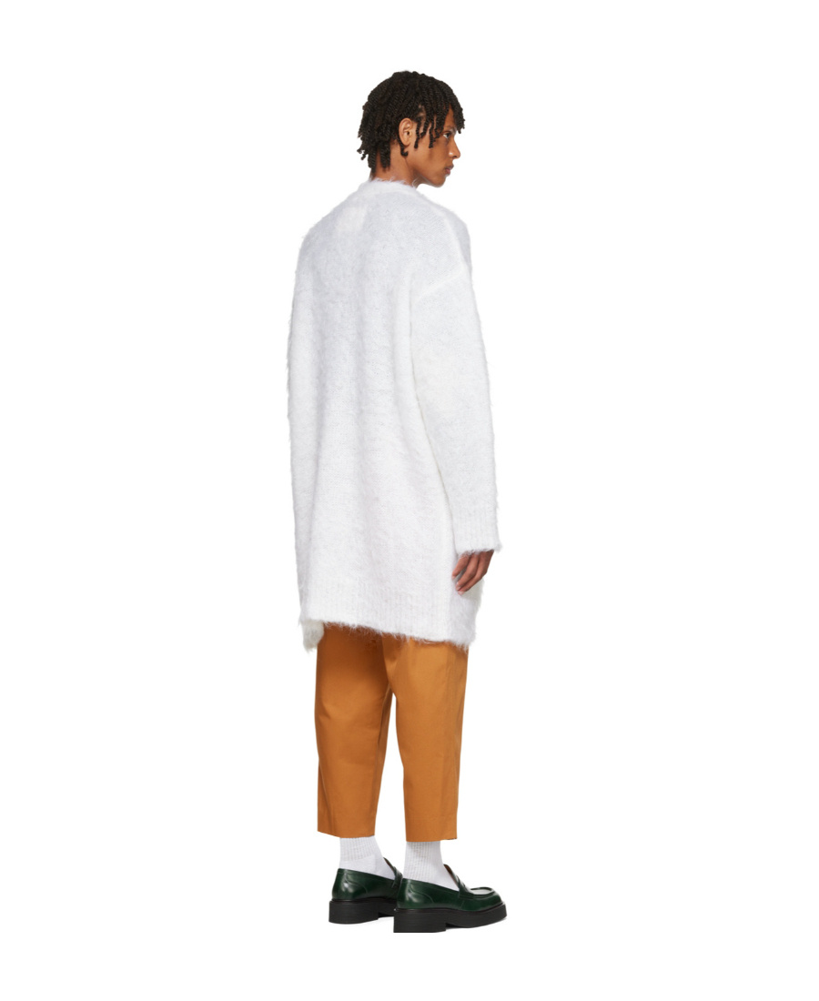Marni White Mohair Cardigan In White
