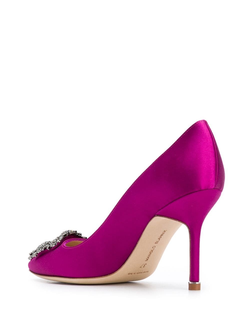 Manolo Blahnik Embellished Satin Pumps In Purple
