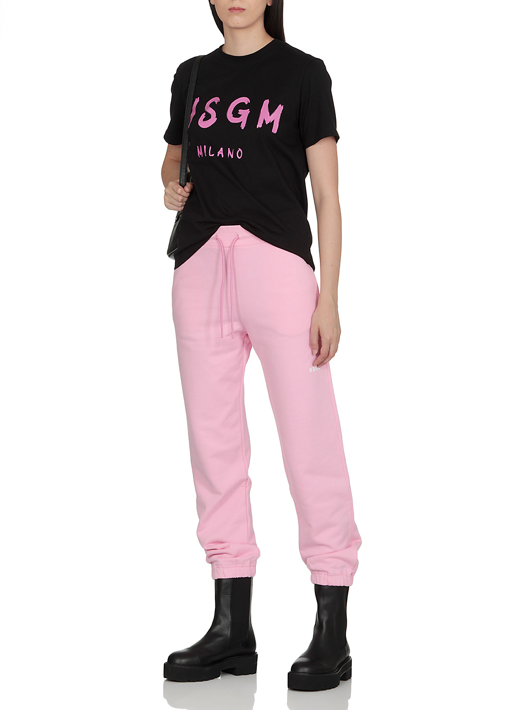 Msgm Pink Logo Print Joggers In Pink